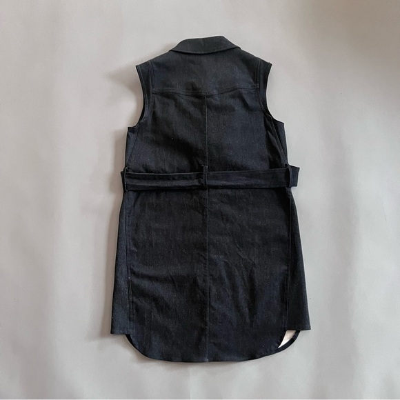 Laundry by Shelli Segal Brushed Cotton Collared Belted Dark Grey Dress Size 2 - Picture 12 of 12